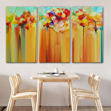 Soyut Çiçekler Yağlıboya Görünüm Dekoratif Kanvas Duvar Tablosu-3541