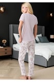 Kadın Çiçek Desenli Pijama Takımı - Pamuklu Kısa Kollu Alt Üst Set