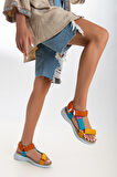 Sandal Spor Kadın Günlük Sandalet SS001-0158  SARI-ORANJ