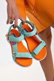 Sandal Spor Kadın Günlük Sandalet SS001-0158  YEŞİL-ORANJ