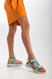Sandal Spor Kadın Günlük Sandalet SS001-0158  YEŞİL-ORANJ