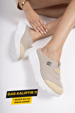 Sandal Spor Kadın Dolgu Taban Ortopedik File Sabo Doktor Hemşire Hastane Aşçı  Terlik  BEJ SS001-0278