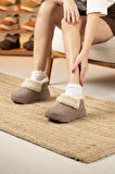 Sandal Spor Kadın Süet Kürklü Ortopedik Ayakkabı SS001-0378 BEJ