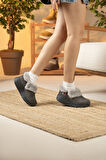 Sandal Spor Kadın Süet Kürklü Ortopedik Ayakkabı SS001-0378 FÜME