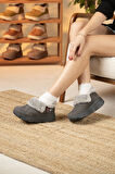 Sandal Spor Kadın Süet Kürklü Ortopedik Ayakkabı SS001-0378 FÜME