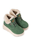 Sandal Spor Kadın Süet Kürklü Kısa Spor Bot SS001-0478 YEŞİL