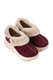 Sandal Spor Kadın Süet Kürklü Ortopedik Ayakkabı SS001-0378 BORDO
