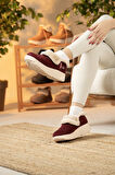 Sandal Spor Kadın Süet Kürklü Ortopedik Ayakkabı SS001-0378 BORDO