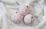 Pastel Renkli Köpük Boncuklu Noel Ağacı Süsü, El Yapımı Dekoratif Yılbaşı Topları, 3'lü Set 8 cm