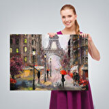 Eyfel Manzarası Yağlıboya Görünüm Dekoratif Kanvas Duvar Tablosu-3545
