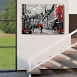 Macaristan Budapeşte Sokak Manzarası Yağlıboya Görünüm Dekoratif Duvar Tablosu-3546