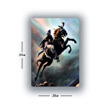 at şahlanan savaşçı baskılı kanvas duvar tablosu