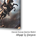 at şahlanan savaşçı baskılı kanvas duvar tablosu