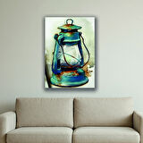 eski model gaz lambası baskılı kanvas duvar tablosu