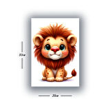 sevimli yavru aslan baskılı kanvas duvar tablosu