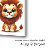 sevimli yavru aslan baskılı kanvas duvar tablosu