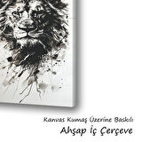 aslan siyah boyama baskılı kanvas duvar tablosu