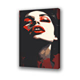 kadın dudak gözler baskılı kanvas duvar tablosu