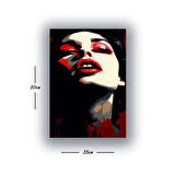 kadın dudak gözler baskılı kanvas duvar tablosu