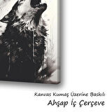 uluyan kurt baskılı kanvas duvar tablosu