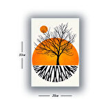 geometri kuru dallar güneş gölge baskılı kanvas duvar tablosu