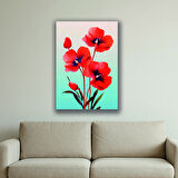 kırmızı çiçek baskılı kanvas duvar tablosu