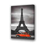 Kule kırmızı araba baskılı kanvas duvar tablosu