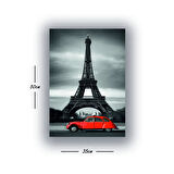 Kule kırmızı araba baskılı kanvas duvar tablosu