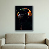 maymun müzik kulaklık baskılı kanvas duvar tablosu