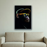 goril şapkalı baskılı kanvas duvar tablosu