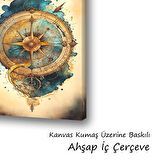 pusula sulu boya efekti baskılı kanvas duvar tablosu