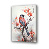 daldaki kuş baskılı kanvas duvar tablosu