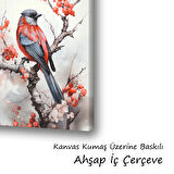 daldaki kuş baskılı kanvas duvar tablosu