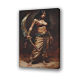 kadın kılıç savaşçı baskılı kanvas duvar tablosu