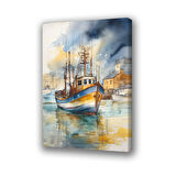 balıkçı teknesi baskılı kanvas duvar tablosu
