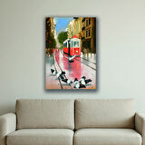 güvercin tranway baskılı kanvas duvar tablosu