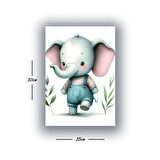 sevimli yavru fil baskılı kanvas duvar tablosu