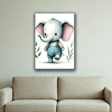 sevimli yavru fil baskılı kanvas duvar tablosu