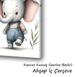 sevimli yavru fil baskılı kanvas duvar tablosu