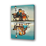 yaşlı çift genç çift baskılı kanvas duvar tablosu