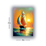 deniz dalgalar tekne baskılı kanvas duvar tablosu