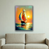 deniz dalgalar tekne baskılı kanvas duvar tablosu