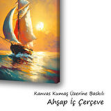 deniz dalgalar tekne baskılı kanvas duvar tablosu