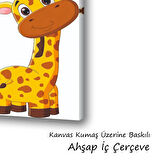 sevimli yavru zürafa baskılı kanvas duvar tablosu