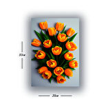 turuncu çiçekler baskılı kanvas duvar tablosu