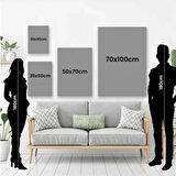 mavi çiçek baskılı kanvas duvar tablosu