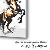 şahlanan at baskılı kanvas duvar tablosu