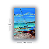 Kumsal tekne kumlar baskılı kanvas duvar tablosu