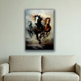 3lü koşan at baskılı kanvas duvar tablosu