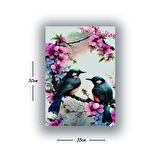 ağaç dalındaki kuşlar baskılı kanvas duvar tablosu